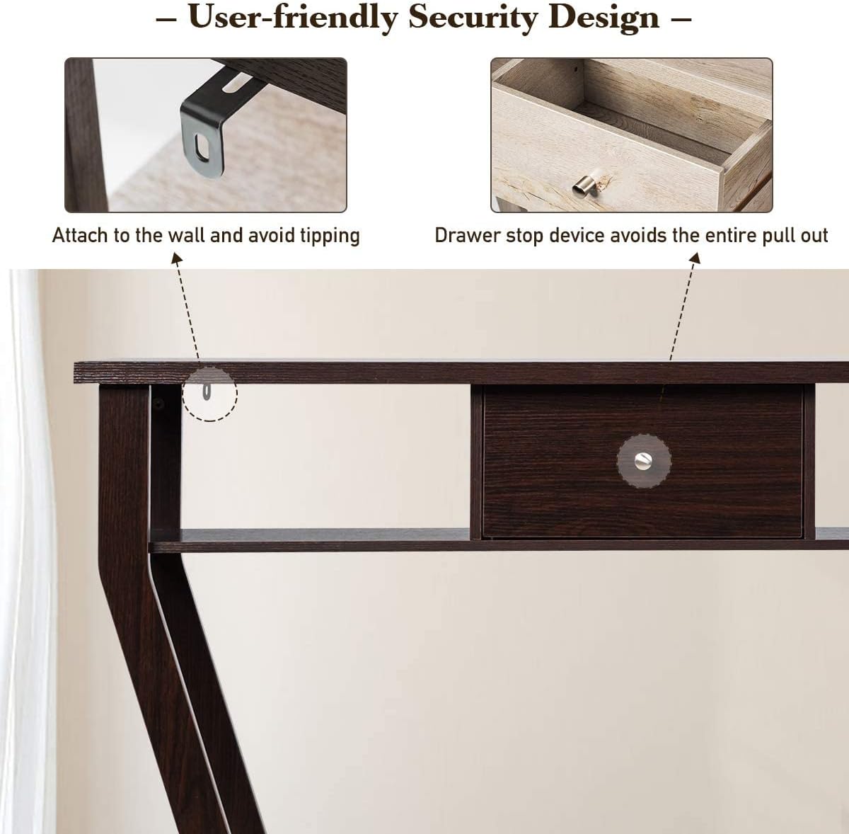 47" Wooden Entryway, Accent Cosole Tables Table with Drawer and Shelf