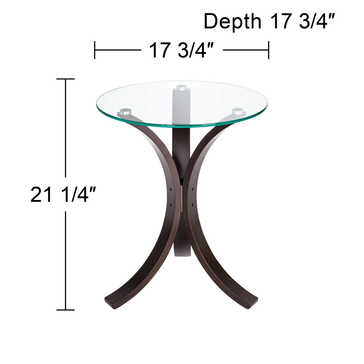 Niles Modern Bent Wood Round Accent Table 17 3/4" Wide Dark Brown Clear Tempered