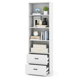Bookcase with Drawers, Tall Bookshelves and Bookcases, Vertical Bookshelf Tower, Wood