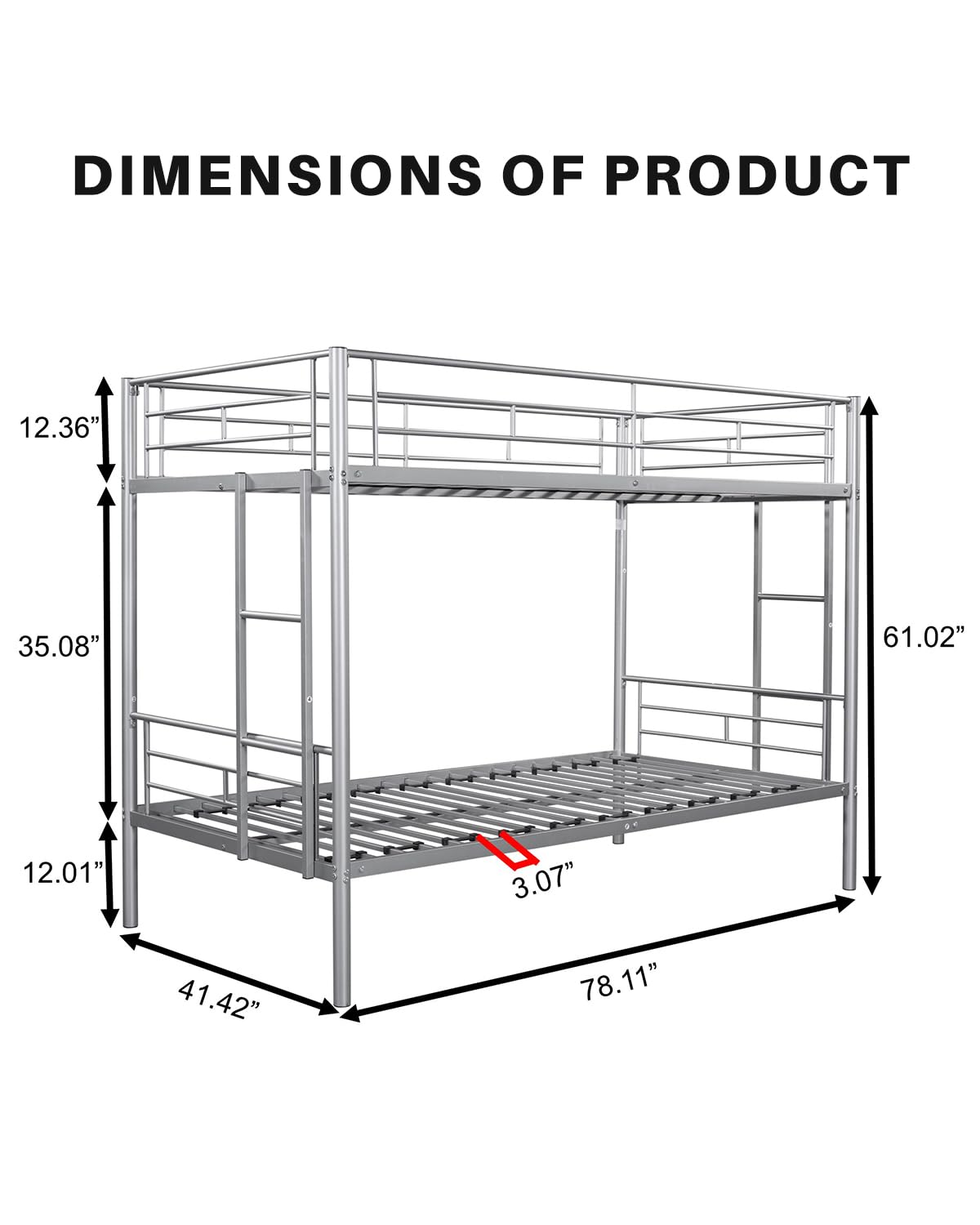 Twin-Over-Twin Metal Bunk Bed - Heavy Duty Bunk Bed Frame - Bunk Beds