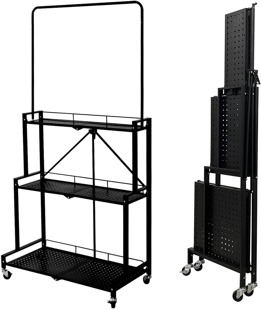 FoldNest 4 – Foldable 4 Tier Hanging Plant Stand with Wheels