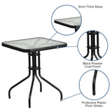 Barker 23.5'' Square Tempered Glass Metal Table