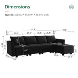 Modular Sectional Sofa Velvet L Shaped Couch with Storage Ottoman