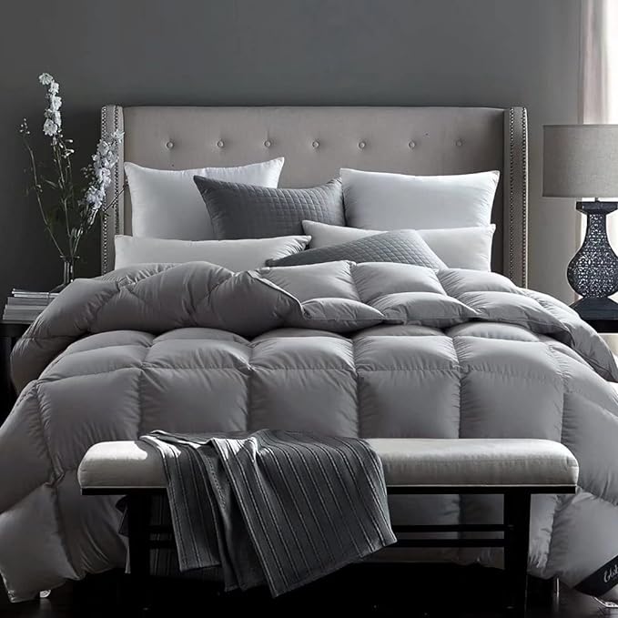 Fusion Fluffy Down Comforter Queen Size, Heavy Weight Duvet Insert for Winter