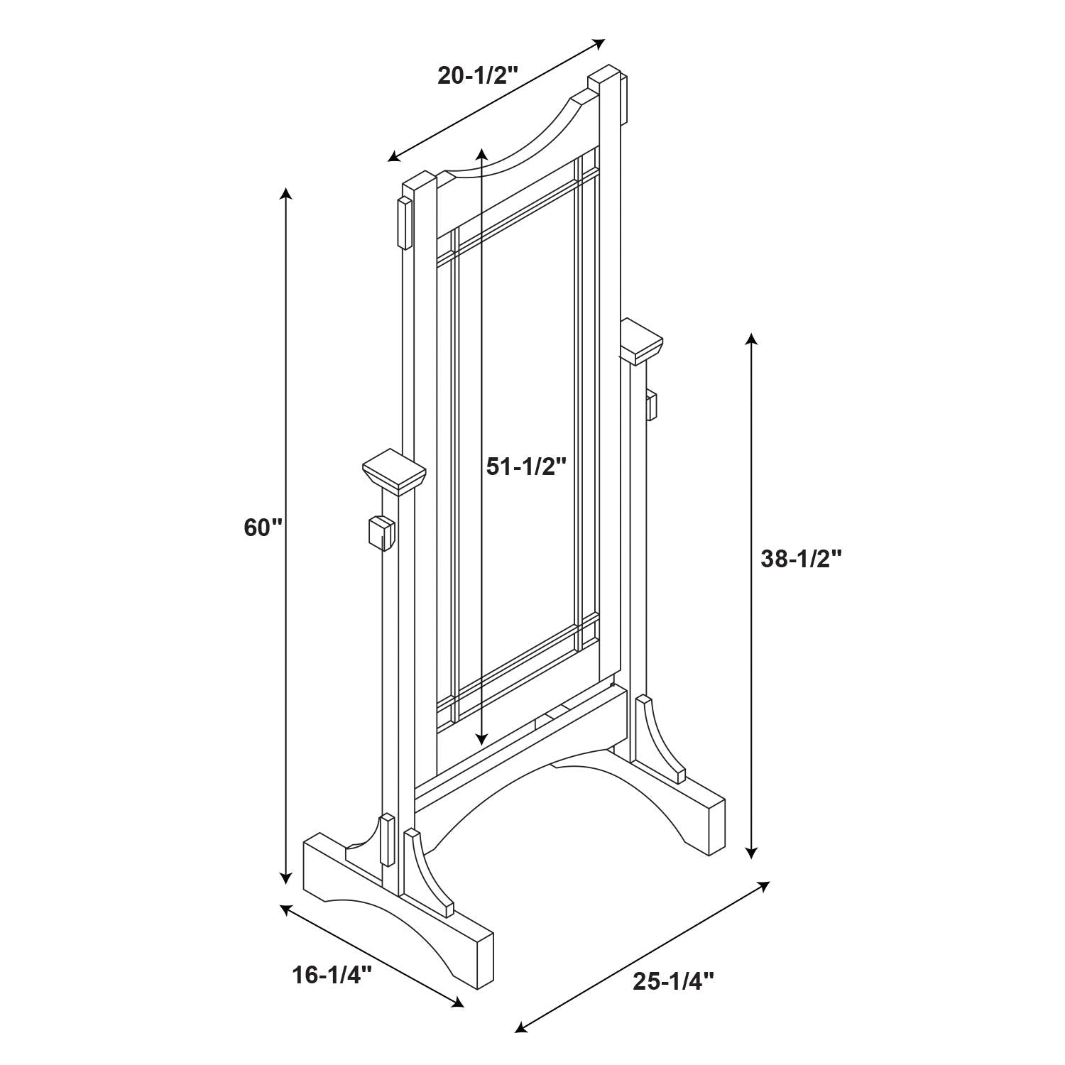 Mission Oak Cheval Mirror with Adjustable Tilt