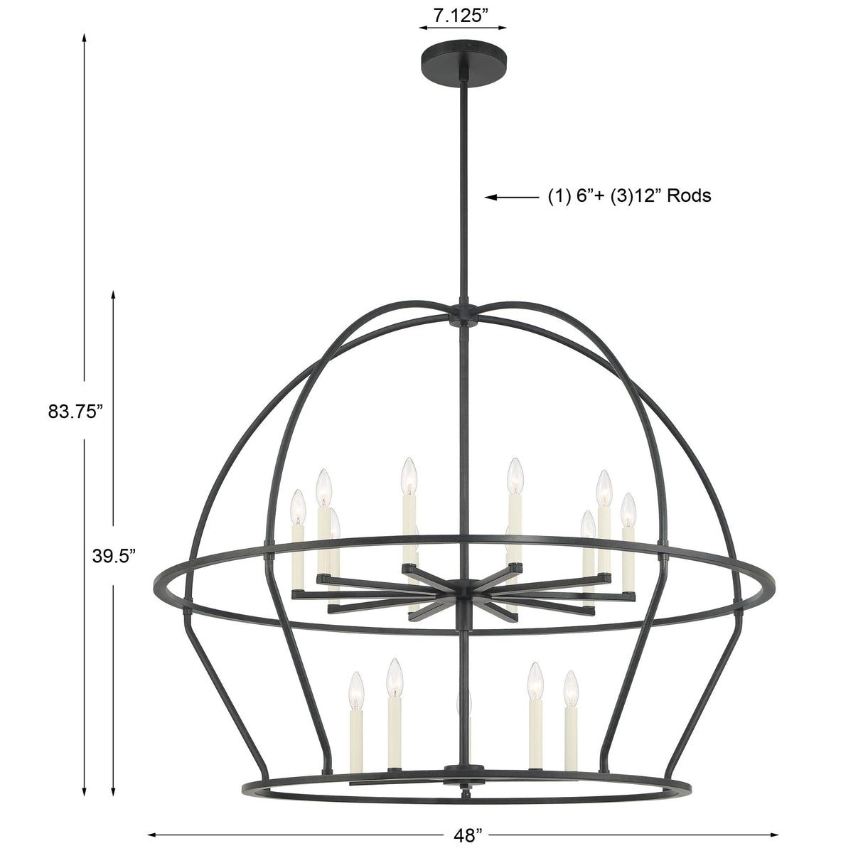 15 Light Black Chandelier