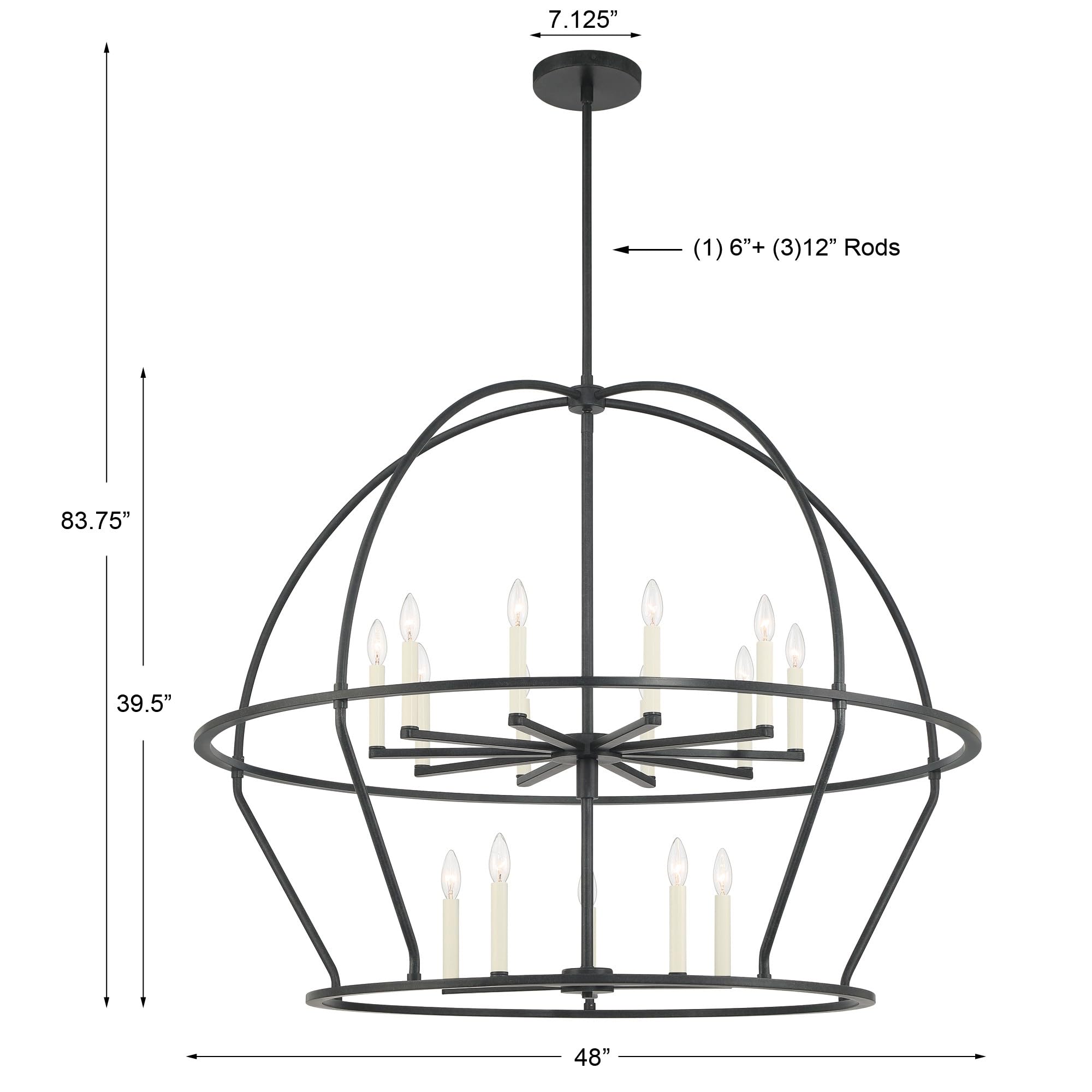 15 Light Black Chandelier