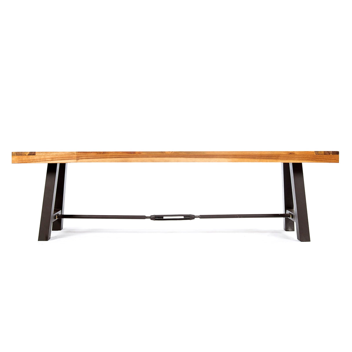 317962 Catriona Dining Bench, Teak + Rustic Metal