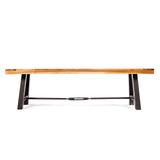 317962 Catriona Dining Bench, Teak + Rustic Metal