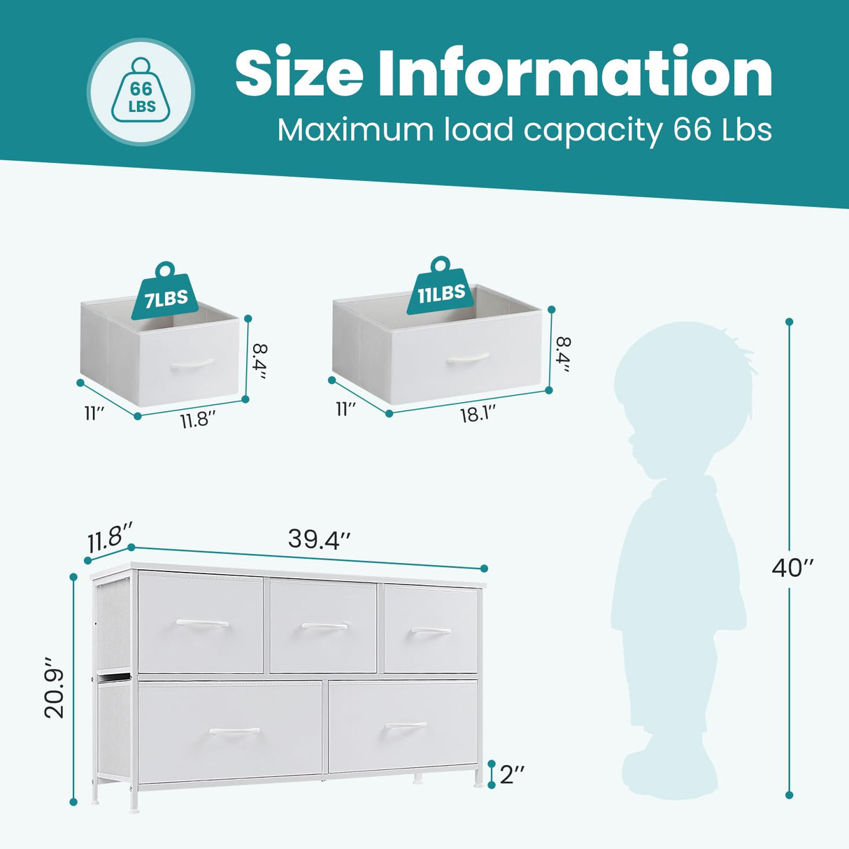 Dresser Storage with 5 Organizer Closet Chest Small Clothes Fabric Cabinet