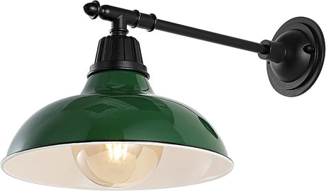 Wallace 12.25" 1-Light Farmhouse Industrial Indoor/Outdoor Iron LED Victorian Arm Outdoor