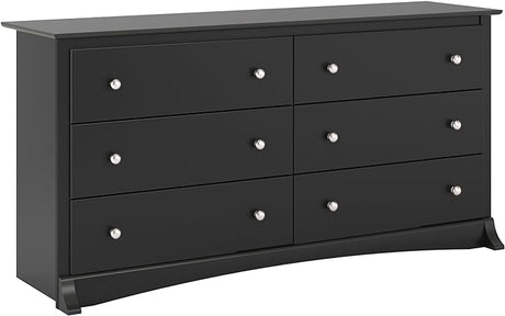 Sonoma Bedroom Furniture: Black Double Dresser for Bedroom, 6-Drawer Wide Chest of Drawers