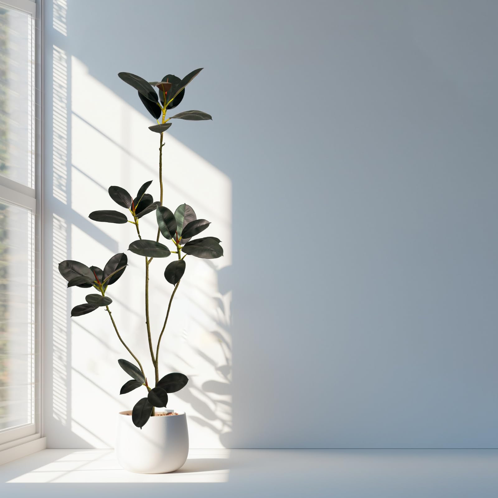 Artificial Rubber Tree,6ft Tall Fake Plants Artificial Rubber Plants for Indoor