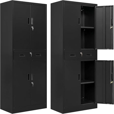 Metal Cabinet, Garage Storage Cabinet with Drawers and Adjustable Shelves for Garage