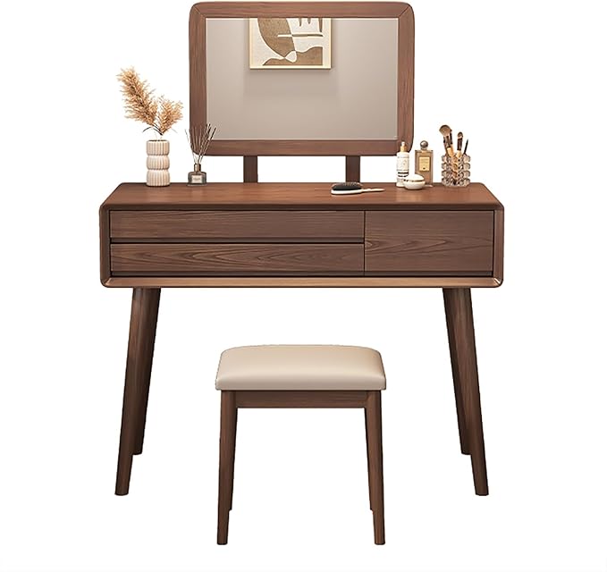 Wooden Makeup Desk for Bedroom Dressing Room Dressing Table with Mirror Vanity Table Set Wooden Makeup Desk