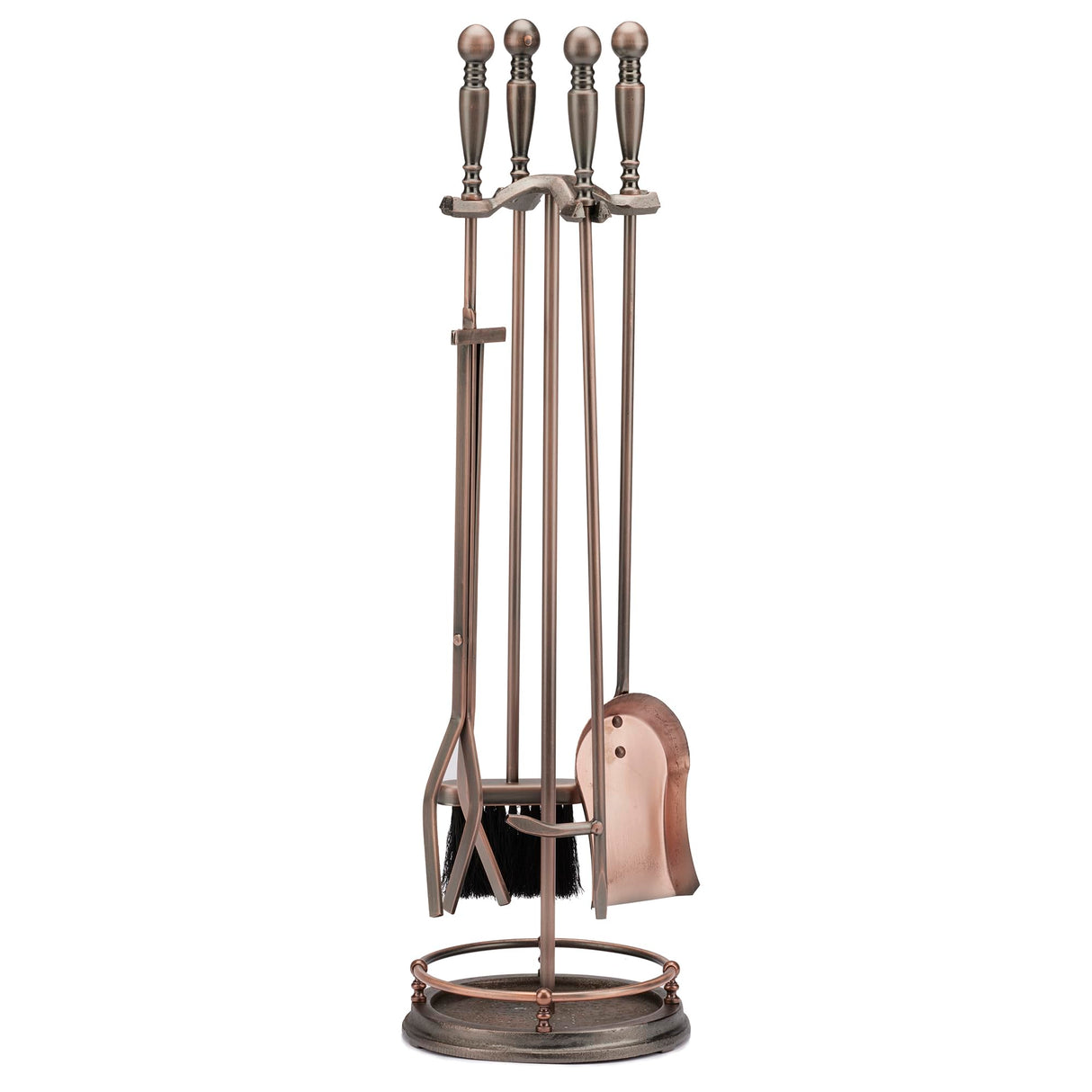 F-1629, 5-Piece Venetian Bronze Fireplace Tools Set with Ball Handles