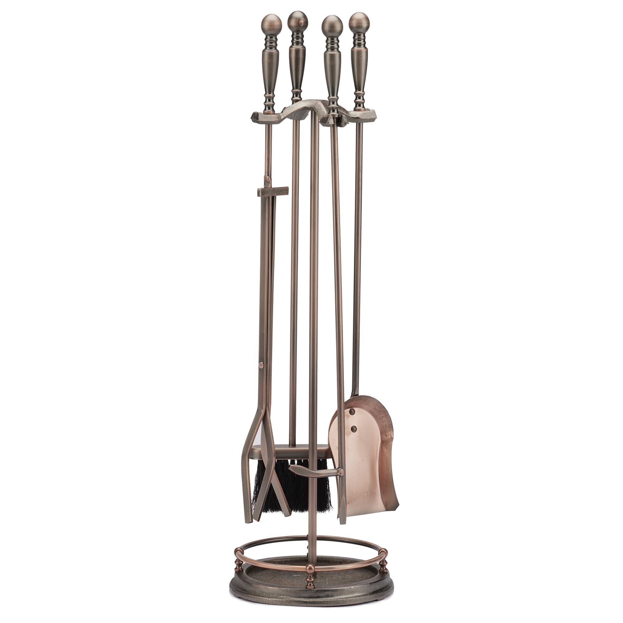 F-1629, 5-Piece Venetian Bronze Fireplace Tools Set with Ball Handles