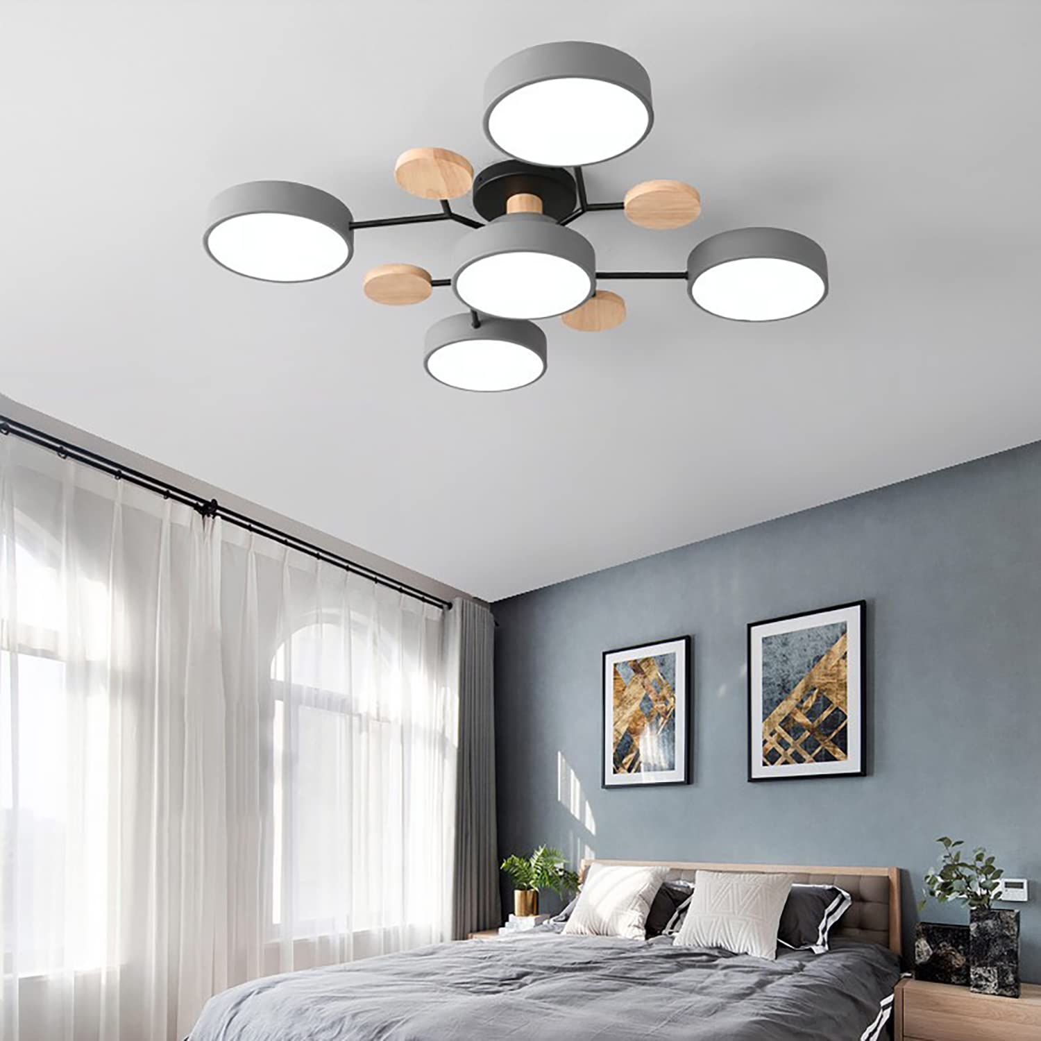 30 Inch LED Ceiling Light Fixture - 5-Light Dimmable Flush Mount