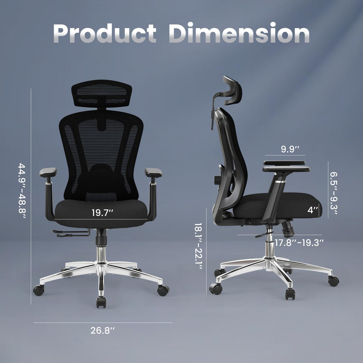 Ergonomic Office Chair with Footrest, Mesh Office Desk Chair with Headrest