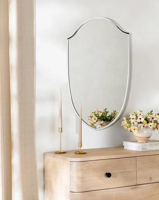 Irregular Black Arched Metal Bathroom Mirror Accent Asymmetrical Wall Mirror for Dresser