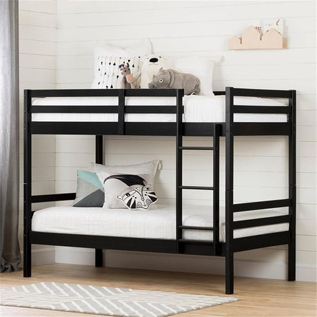 Row Contemporary Twin Over Twin Bunk Bed in Matte Black