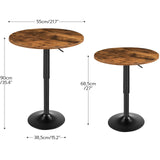 Bar Table, Height-Adjustable Round Pub Table 27-35.4 Inches, Cocktail Table