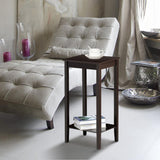 2-Tier Tall End Table with Storage Shelf and Solid Wood Legs