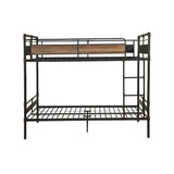 Benjara Queen Size Metal Bunk Bed with Ladder, Black and Brown