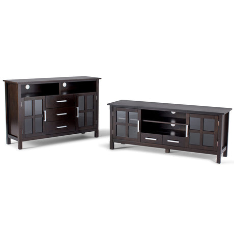 Kitchener SOLID WOOD Universal TV Media Stand, 60 inch Wide, Contemporary