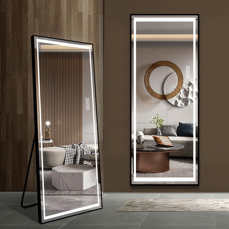 Full Length LED Mirror with Lights, 65 Inch Standing Tall Full Body Mirror for Bedroom