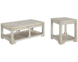 Fregine Farmhouse Rectangular Lift Top Coffee Table with Floor Shelf, Whitewash