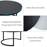 Round Coffee Table, Nesting Tables Set of 2, Large : Ø 34.0", Small : Ø 26.0", Modern Design Furniture Side End Table for Living Room,