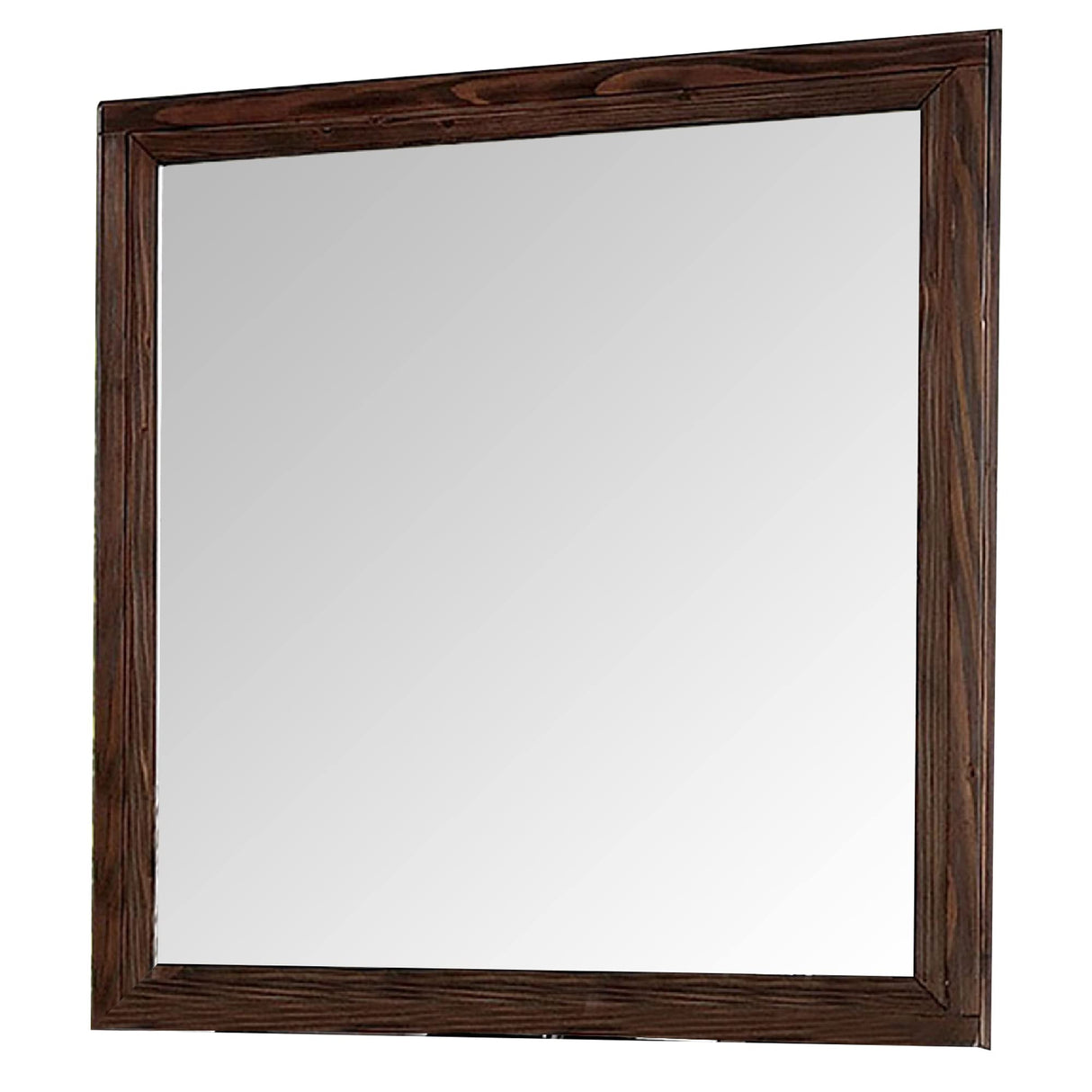 Benjara 36 Inch Wall Mirror, Molded Trim, Grain Details, Brown