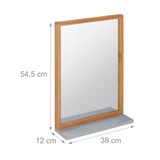 Wall-Mount Vanity Shelf, Hanging Bathroom Mirror, Bamboo & MDF