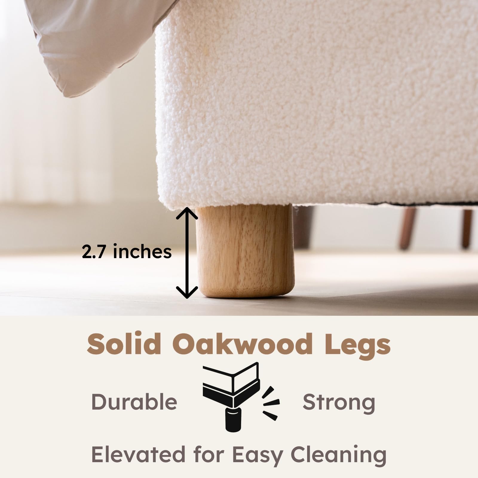 Queen Cloud Bed Frame with Adjustable Headboard - Boucle Upholstered Platform