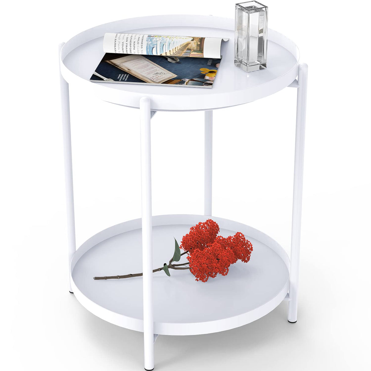 , End Table Metal Small Table Indoor Outdoor & Snack Bedside Table Sofa Side Snack Table