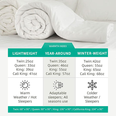 Feather Down Comforter Super King Size - Ultra-Soft Feather Down Duvet