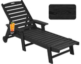 Chaise Lounge Chair Outdoor with Wheels, Oversize Patio Lounge Chair