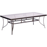 Fontana 7-Piece Outdoor Dining Set with Six Sling Swivel Rockers and an Extra Large Glass-top Dining Table