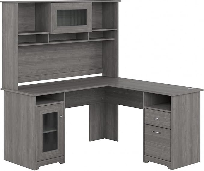 Cabot L Shaped Computer Desk in Modern Gray | Corner Table