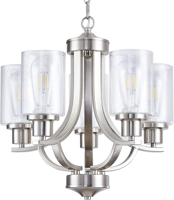5-Light Dining Room Chandelier,Modern Small Chandeliers Black Rustic Metal