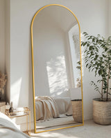 Full Length Mirror with Stand, 58"x18" Arched Full Body Mirror, Large Stand Up Mirror