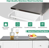 Kitchen Island with Stainless Steel Countertop, Kitchen Cart Rolling Trolley with Towel