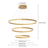 Modern LED Chandelier, 3 DIY Rings Dimmable Ceiling Pendant Lighting with Remote