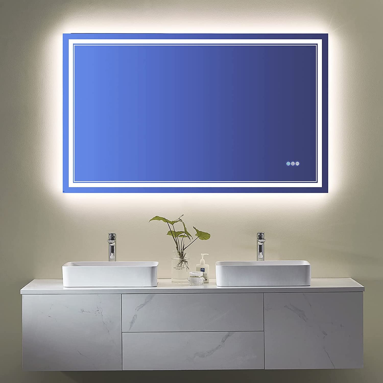 48x32 inch LED Lighted Bathroom Mirror,RGB Color Changing LED Mirror for Bathroom