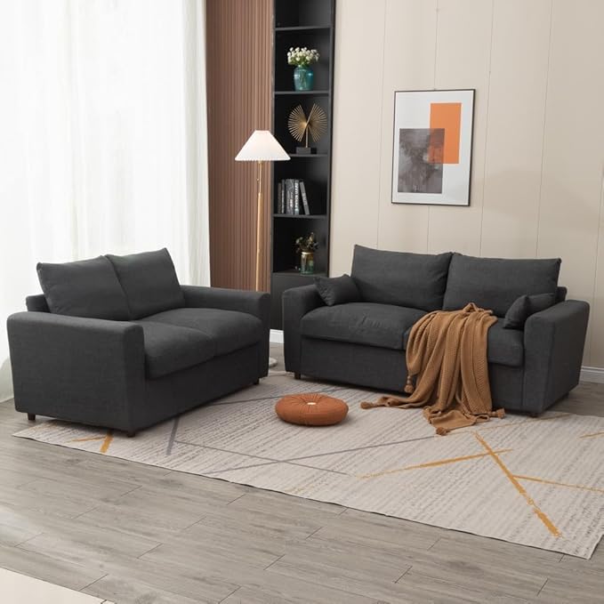 Loveseat Sofa 2 Seater and 3 Seater Modern Couch, Fabric Couch