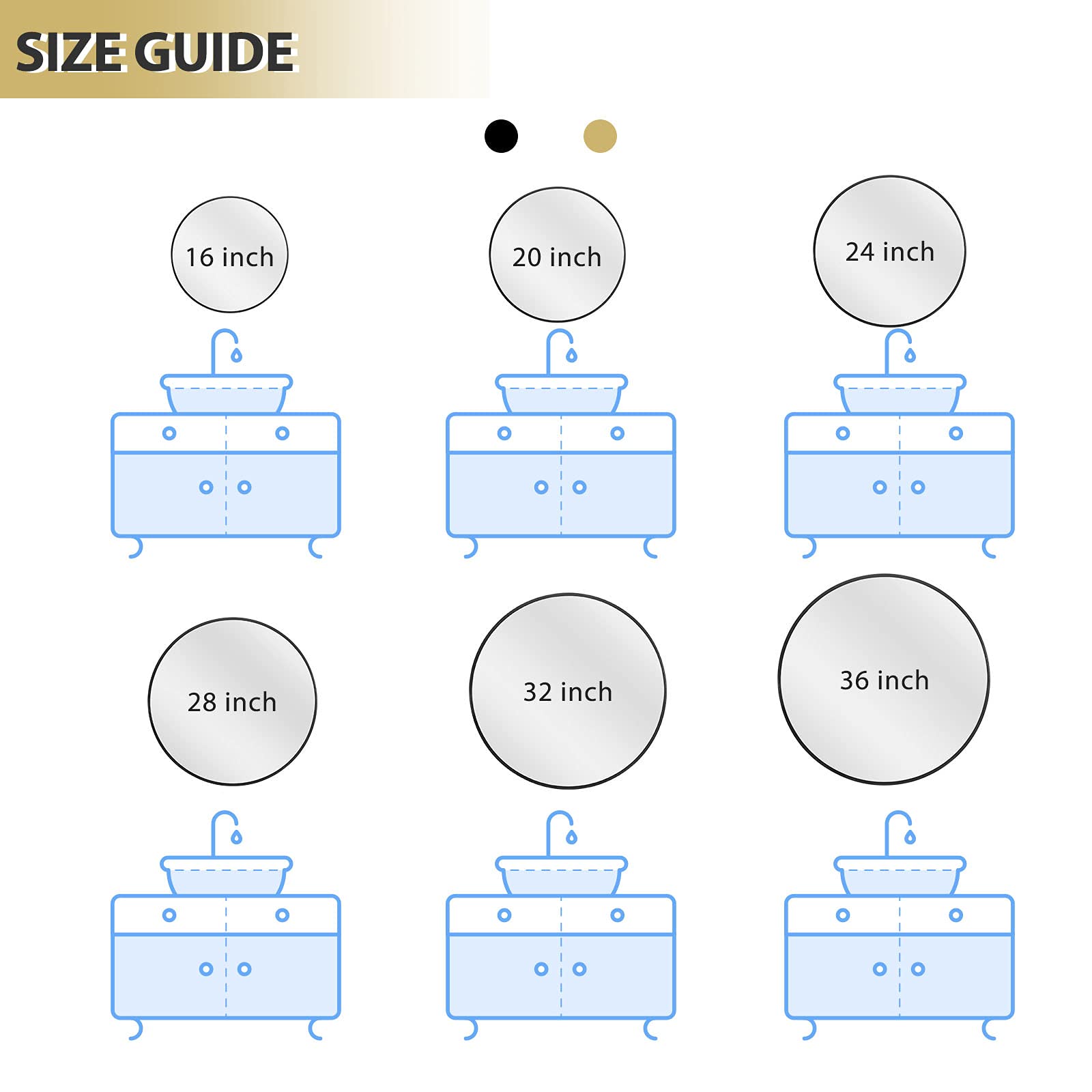 Round Mirror 20 inch Circle Mirrors for Wall Mounted Decorative for Bathroom, Bedroom