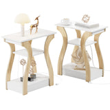 End table Set of 2 with Charging Station, Side Table with USB Ports and Outlets, Nightstand