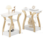 End table Set of 2 with Charging Station, Side Table with USB Ports and Outlets, Nightstand