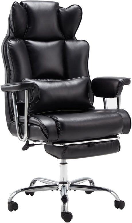 Big and Tall Office Chair with Foot Rest Comfortable Executive Reclining Office Chair